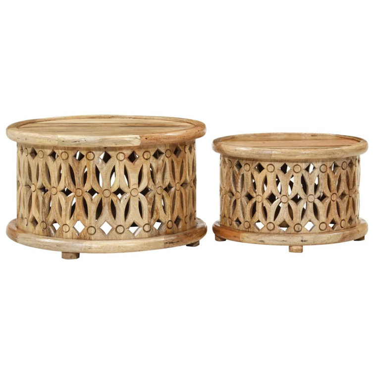 Loon Peak® 2 Piece Coffee Table Set Solid Wood Mango Wayfair